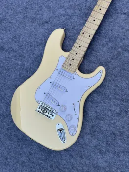 Visoka Kakovost po Meri Telesa, 6 String Javorjevega Lesa Fingerboard Stratocaster Električna Kitara 22 Skrbi Posebna Cena Svetlo Rumena