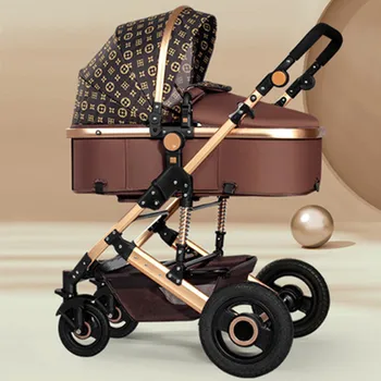 Visoko ležeči 2 v 1 Baby voziček ultra lahka voziček zložljiv sedi pokončen blažilnikom žep novorojenčka prevoz