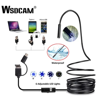 WSDCAM Endoskop Fotoaparat 7MM 3 v 1, USB Mini Kamere, IP67 Nepremočljiva 6 LED Borescope Pregledovalna Kamera Za Windows PC Android