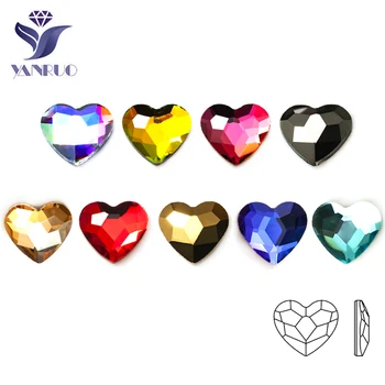 Yanruo 20pcs 6 mm nail art srce Multicolor Kristalno Steklo diamant nakit Ravno dno oblikovan gems Diamant, Dekoracije Nohtov