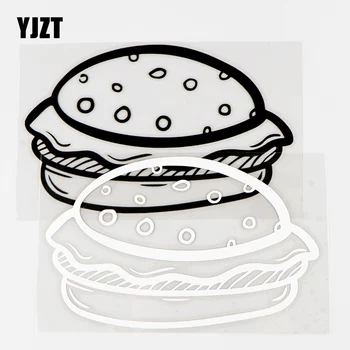 YJZT ZA 12,7×8 CM Okusno Hamburger Vinilne Nalepke Telo Dekoracijo Lep Avto Nalepke Črna / Srebrna 10A-0717