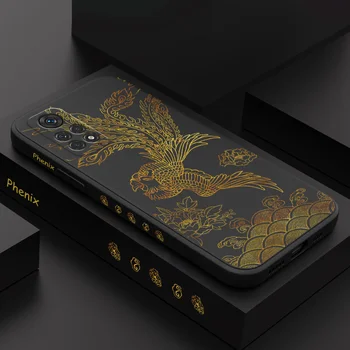 Zlati Phoenix Primeru Telefon Za Xiaomi Redmi Opomba 11 11S 10 10A 10T 10S 9T 9 8 7 Pro Plus 10C 9A 9C 9T 4G 5G Pokrov