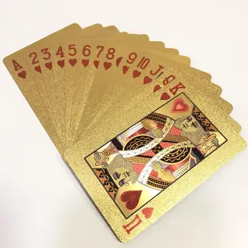 Zlato Igralne Karte, Poker Igra Krovu, Zlata Folija Poker Set Plastičnih Čarobne Kartice Trajne Nepremočljiva Magic Kartic