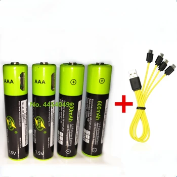 ZNTER 1,5 V AAA Polnilne Baterije 600mAh USB Polnilna Litij-Polimer Baterija Hitro Polnjenje preko Mikro USB Kabla