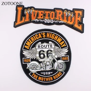 ZOTOONE Vezene Orel Krilo Rock Motocikel 66 American HIGHWAY Velika Nazaj Železa Na Obliž Obleka Jakna Biker Punk Obliž C