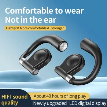 Šport Bluetooth Slušalke z Mics Bluetooth 5.3 Brezžične Slušalke HiFi Stereo Brezžična Čepkov Bas Odprto Uho TWS